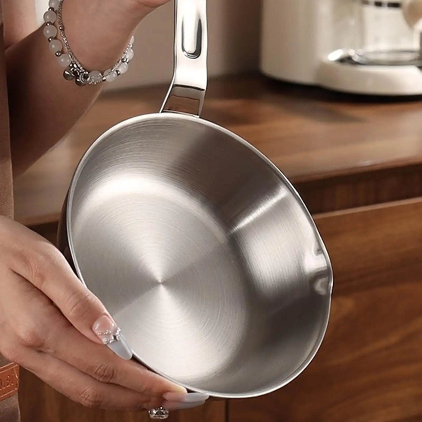 Stainless Steel Egg Frying Pan Small Skillet 13.3cm Heat Resistant Saute Pan for Kitchen Electric Gas Cooker Indoor Outdoor
