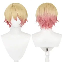 Anime Tenma Tsukasa Cosplay Wigs for Project Sekai Cosplay Short Blonde Gradient Pink Party Wigs for Men Boys