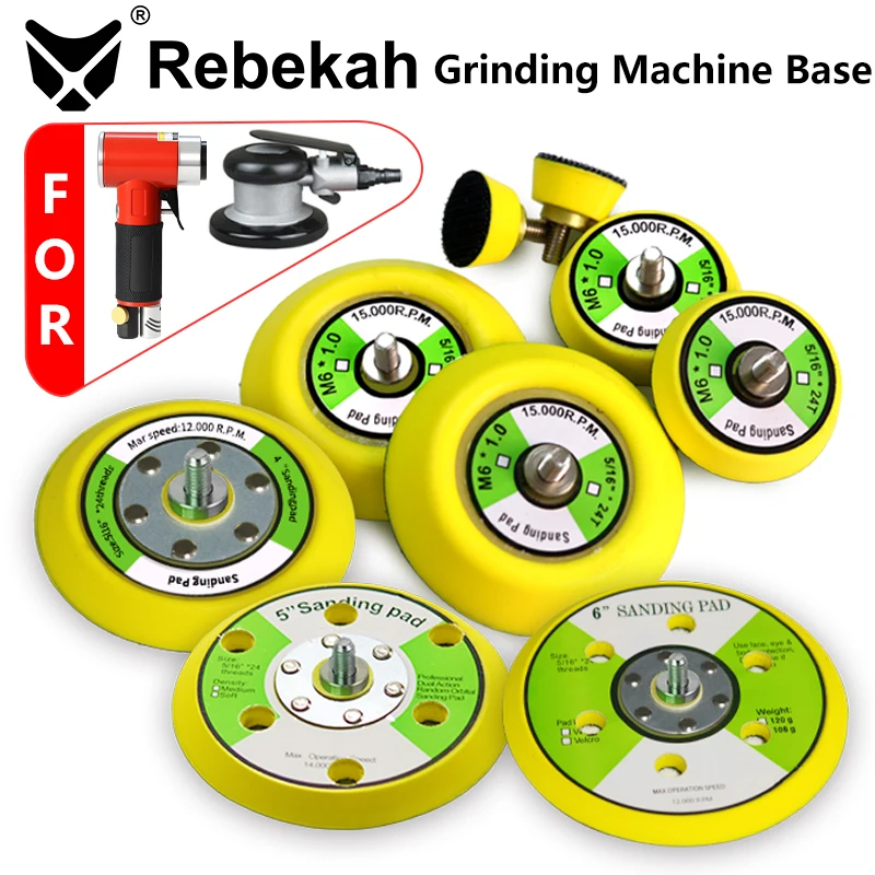 1-6 inch Polishing Sanding Pad Pneumatic Sander Disc Backer Plate Hook&Loop for Pneumatic Rotary Tool Grinder M6/M8 Thread