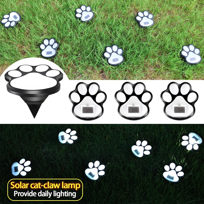 Outdoor LED Solar Light Waterproof Dog Cat Animal Paw Print Light Path Lawn Lamp For Garden Patio Lawn Summer Camping Home Decor