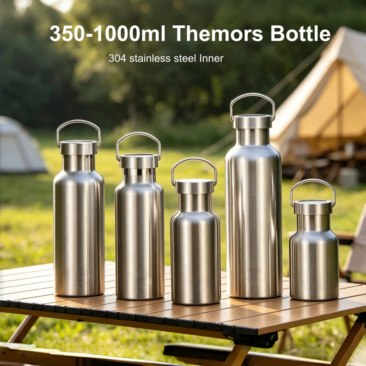 350-1000ml Stainless Steel Thermos Vacuum Insulated Water Bottle Vacuum Flask Cup Travel Cycling Hiking Sport Bottles with Loop
