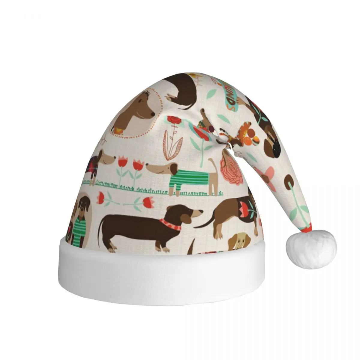 Cute Dog Christmas Hat for Adult Men Women Animal Cartoon Santa Hat Cap Xmas Decoration Headdress