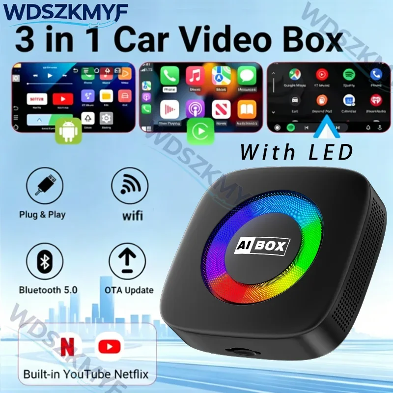

Android 14 2026 New Wireless CarPlay Adapter Android Auto TV Box For YouTube Netflix Apps For Mazda Hyundai Haval GMC Ford MG VW