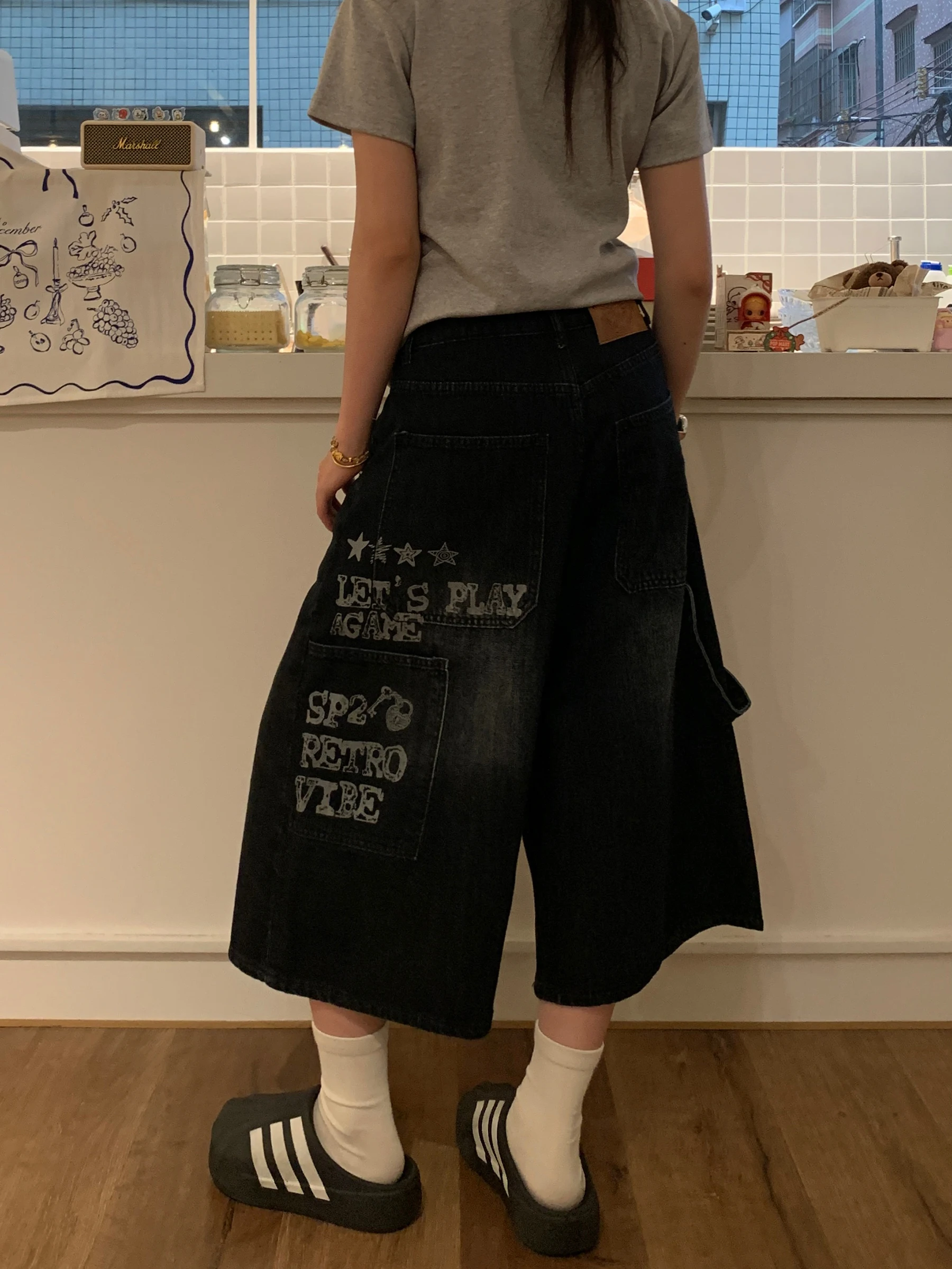 

Джинсы унисекс из хлопка с принтом «Деревянная овца» в американском ретро-стиле, свободные, широкие штанины, летние, повседневные