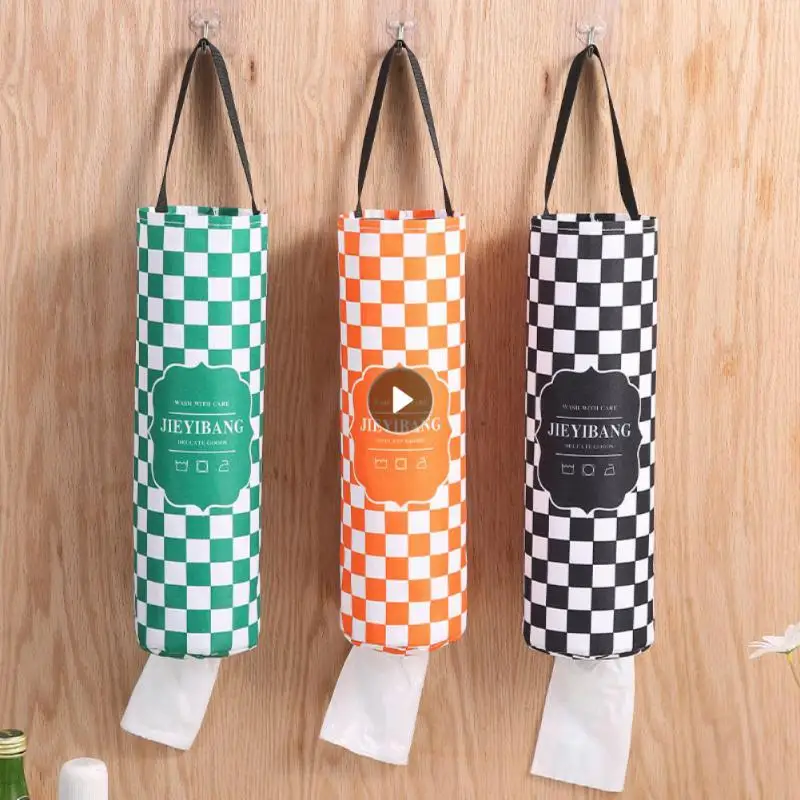 Home Grocery Bag Holder Wall Mount Plastic Bag Holder Dispenser Hanging Storage Trash Garbage Bag Kitchen Storage Organizer