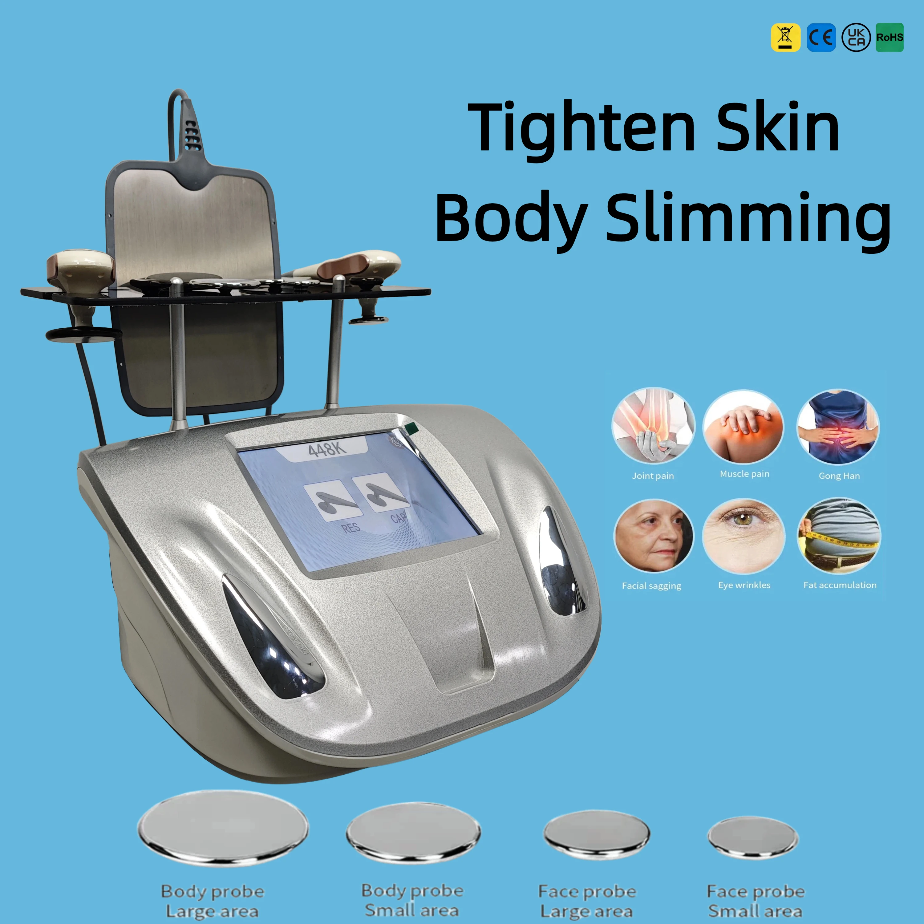 Máquina de Alta Frecuencia 448k para Adelgazamiento, Lifting Facial, Termoterapia, Reafirmación de la Piel, Equipo de Belleza Antienvejecimiento, Reducción de Grasa