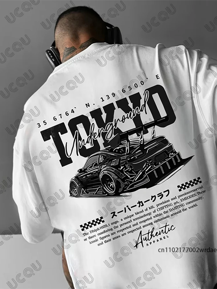 

Summer New Men's Tokyo Racing Cars Graphic Motorcycle Cotton T-shirt Short Sleeve Tees Casual Streetwear Soorts Unisex Tops