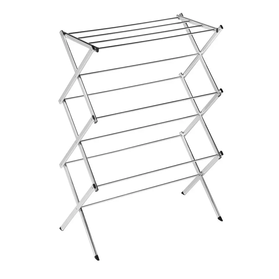 Commercial Accordion Wood Drying Rack, Chrome, for Storage