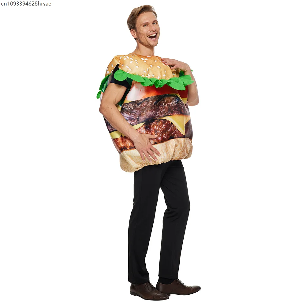 

2025 New Arrival Cheeseburger Men Dress Up Adult Hamburger Halloween Costume
