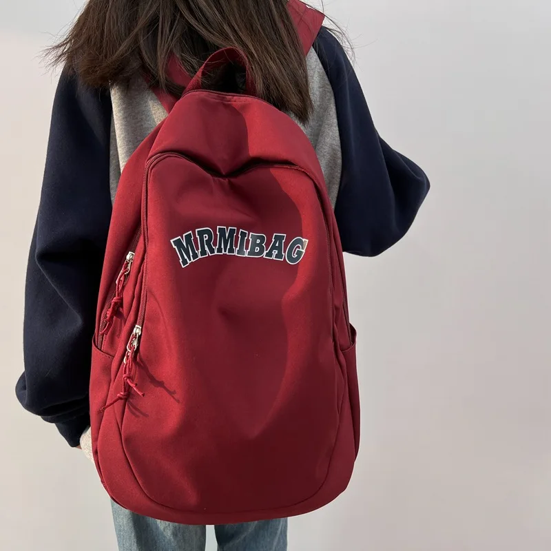 New Large Capacity Letter Printed Pattern Backpack Korean Edition Women's Campus Student High Quality Travel Nylon Book Bag