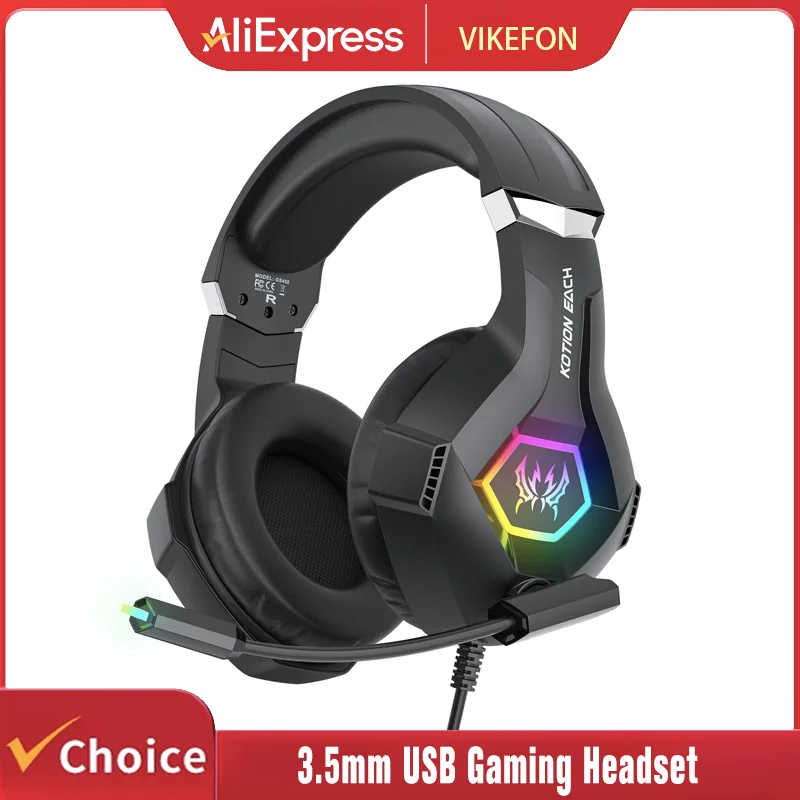 Gaming Headset with Mic Dynamic RGB/In-line control For PC PS4 PS5 Gaming Headphones 3.5mm USB Headphones for Laptop Computer
