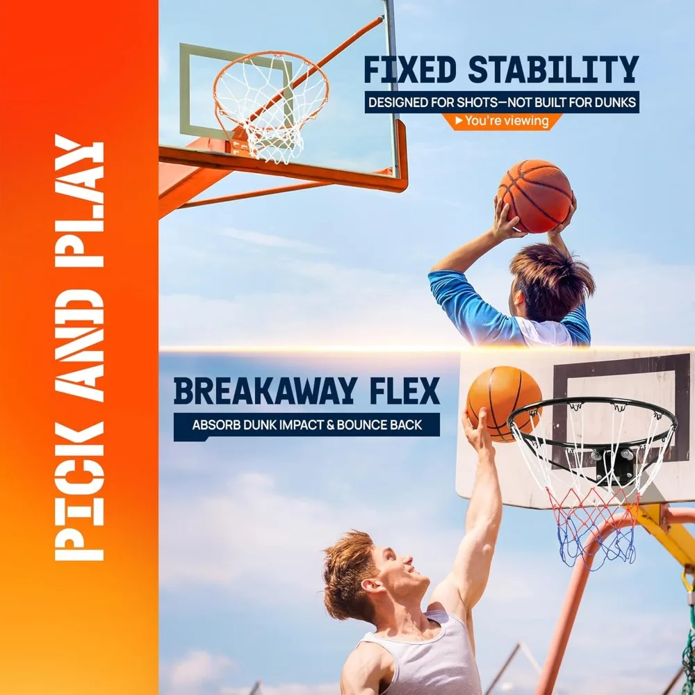 Substituição de rede de basquete resistente de 18 polegadas para uso interno e externo, cabe em aros para jovens e adultos com parafusos