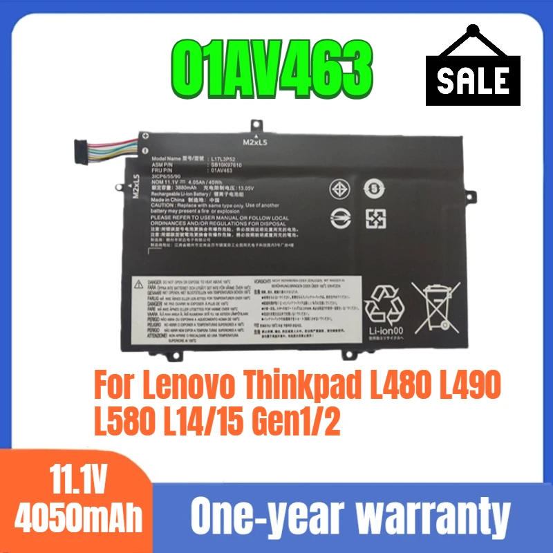 

01AV463 L17M3P53 Lenovo Laptop Battery for Lenovo Thinkpad L480 L490 L580 L14/15 Gen1/2 New Genuine Lithium Ion Battery
