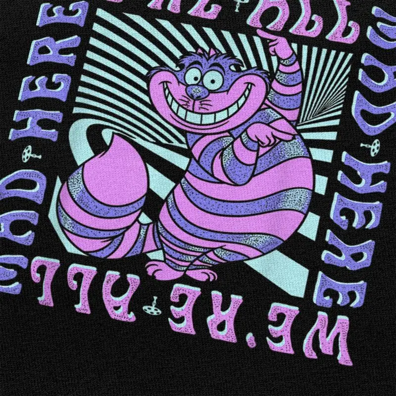 مخصص شيشاير القط أليس مغامرات الرسوم المتحركة التي شيرت الرجال قصيرة الأكمام تي شيرت قميص الانمي فضفاض صالح 100% القطن المحملة