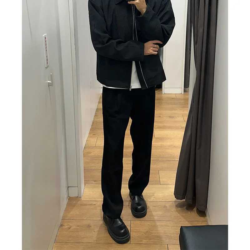 

Cleanfit Men's Spring Autumn Style Black High Street Straight Leg Jeans Knife Slimming Micro Flared Jeans Youth Trend