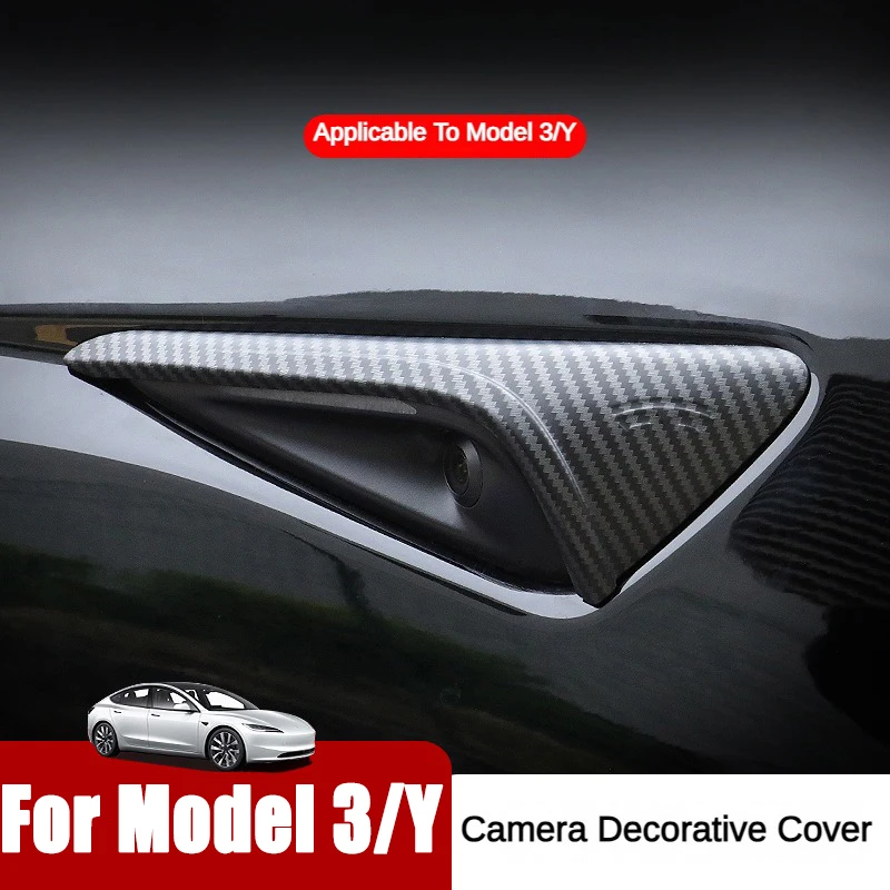 Car Side Camera Protective Cover ABS Carbon Fiber Protective Cover Turn Signal Cover Suitable for Tesla Model 3/Y/X/S 2017-2022