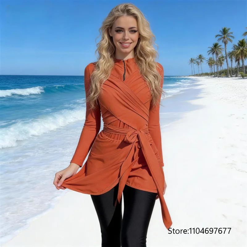 2026 Burkini Femmes Muslim swimwear long sleeve trousers Muslim swimwear Middle East conservative long print women swim