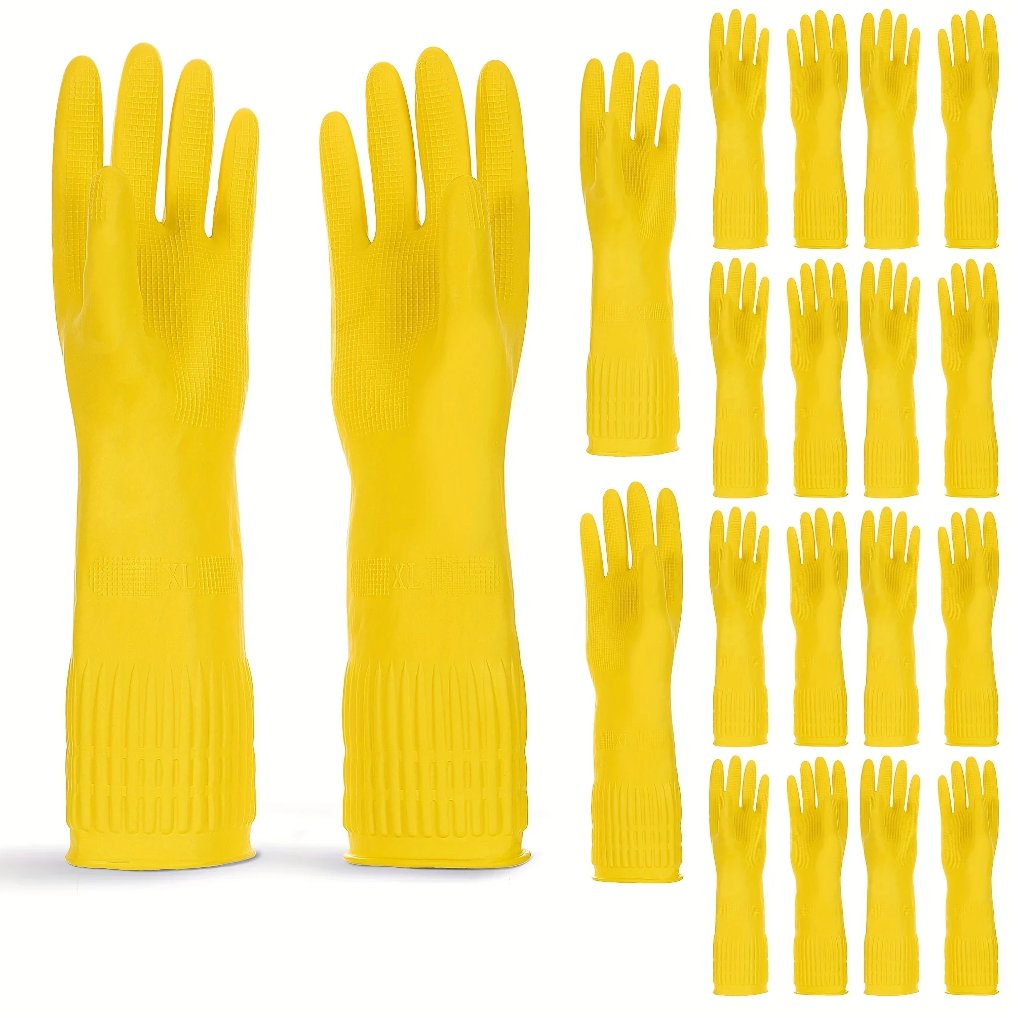 5/10 Waterproof Yellow Rubber Gloves for Gardening Cleaning and Household Chores - Stain Resistant Anti-dirty Hand Protector