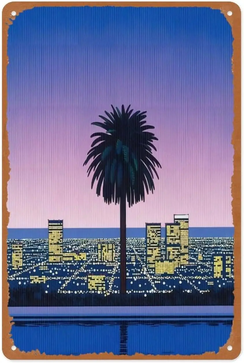 Vintage Metal Sign - Hiroshi Nagai Vaporwave - 8x12 Inch Wall Art for Garage, Man Cave, Game Room, Coffee House Or Home Bar Deco