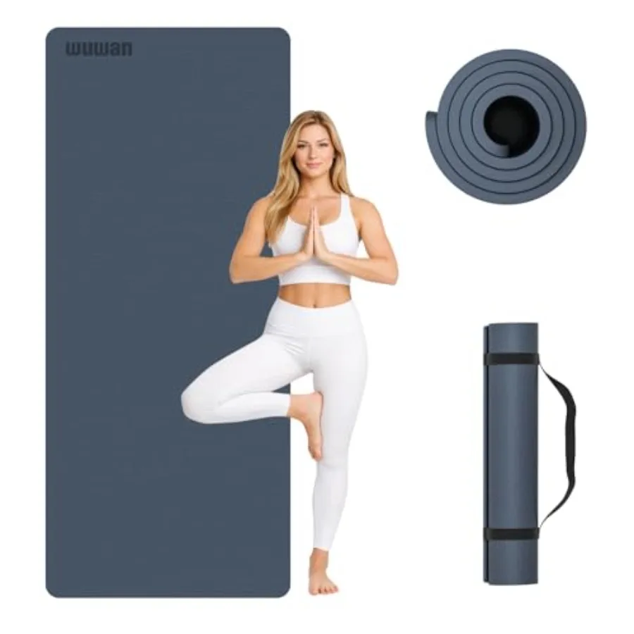 

10 mm Yoga Mat 72"x26" TPE Non-Slip Exercise Mat 0.4" Thick Easy-to-Carry Fitness Mat for Yoga Pilates and Workout Professional