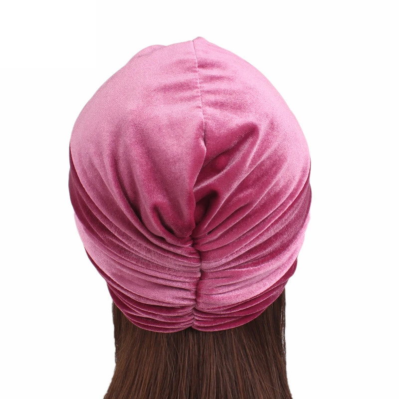 Fashion Headscarf Soft Velvet Turban Stretch Turban Hat Cross Twist Cap Chemo Caps Soft Headwrap Headbands Muslim Hats Headwear