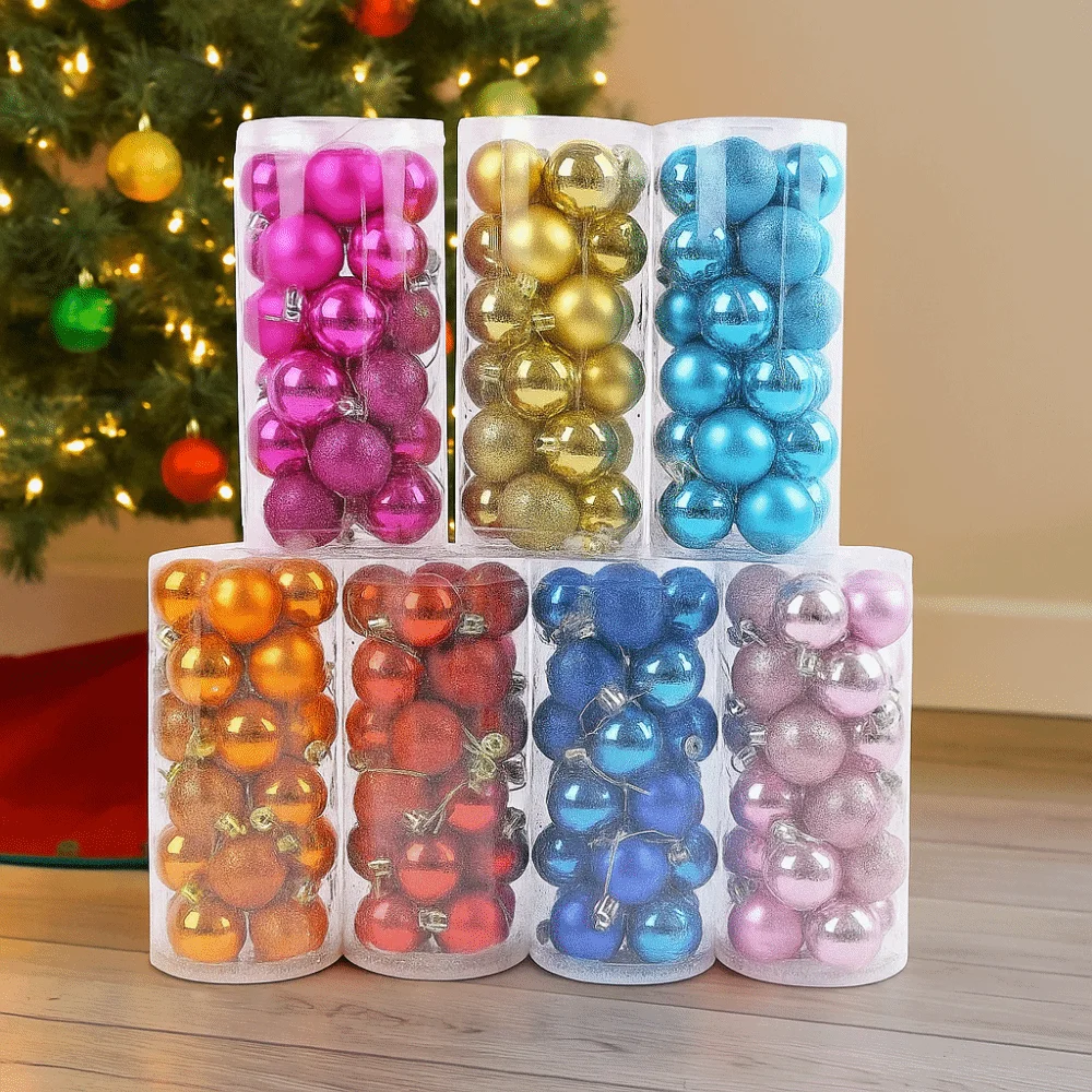 24 قطعة 3/5 سنتيمتر كرات عيد الميلاد البلاستيك قابلة لإعادة الاستخدام شجرة عيد الميلاد الحلي شاتيربروف السنة الجديدة ديكور شجرة عيد الميلاد الحلي حفلة المنزل #2