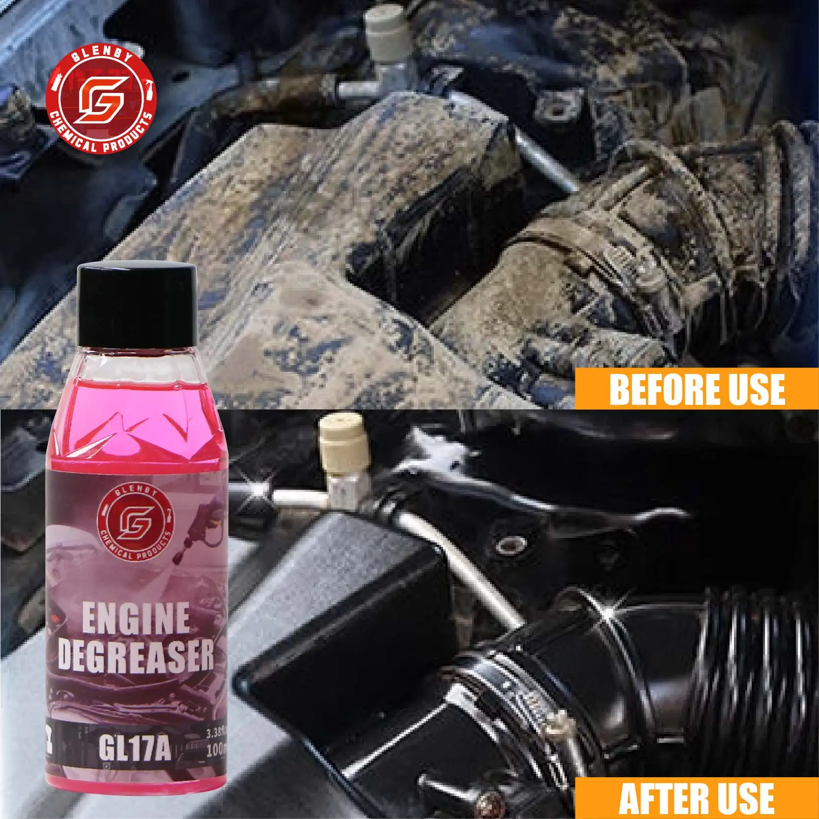 Glenby car care products GL17A Engine Cleaner quickly remove oil grease make the engine bay shine as new dust stain remover