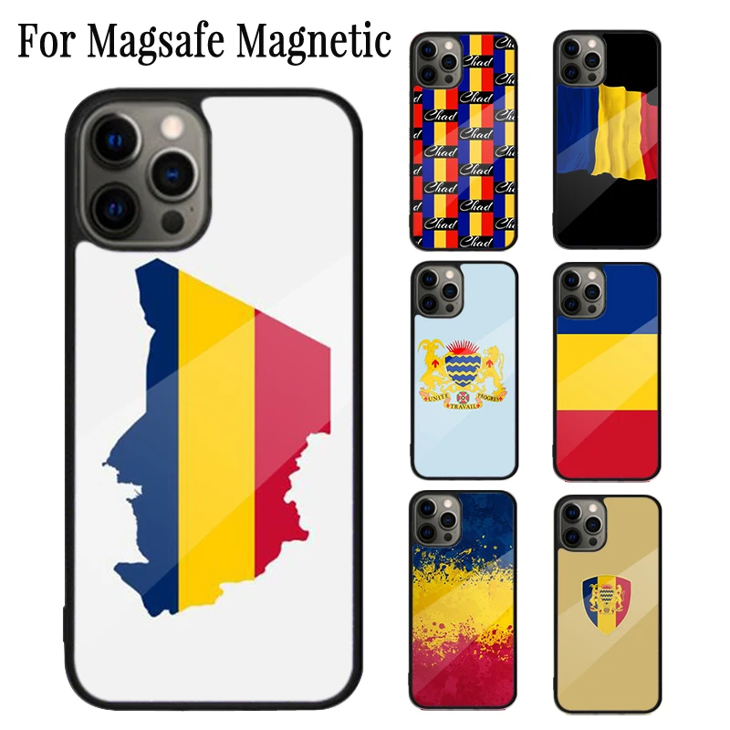 Republic of Chad Flag Magnetic Phone Case Coque For iPhone 16 15 14 Plus 13 12 Mini 11 Pro Max Magsafe Wireless Charging Cover