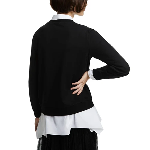 Imagen 2 del producto CHCH Sudadera con capucha para mujer Nuevo top negro bordado con cuello redondo para mujer