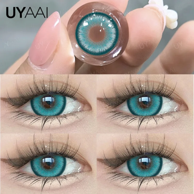 UYAAI Myopia Color Contact Lenses for Eyes Green Big Eye Lens Blue Eye Contacts Brown Lenses Colored Lenses with Diopters