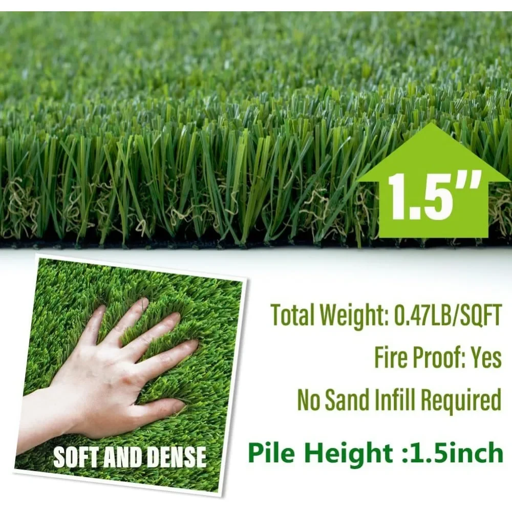 Artificial Grass Turf Lawn, Indoor Outdoor Garden Lawn Landscape Synthetic Grass Mat Fake Grass Rug (5 x 8 Feet)