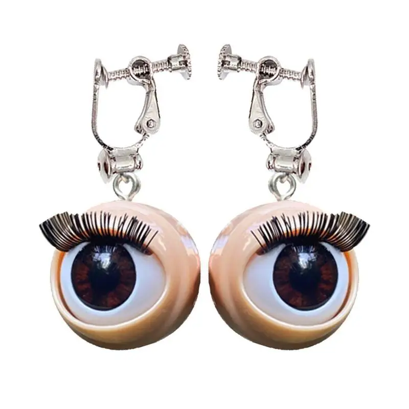 Dangling Eyeball Earrings Creepy Eyeball Earring Unique Horror Fashion Stylish Eyelash Earrings For Carnival Halloween Parties