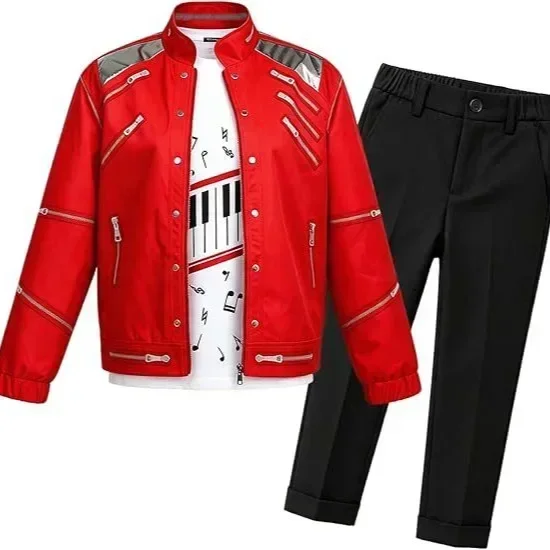 Kinder 80er 90er Retro Pop-Sänger Kostüm Vintage Tanzoutfit Karneval Halloween Bühnen-Cosplay Partykleidung – Detail 4