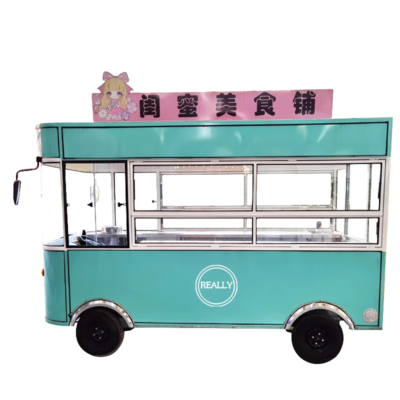 Bakery Fast Food Truck Mobile Kitchen Ice Cream Coffee Bar Trailer Hot Dog Bubble Tea Food Cart For Sale