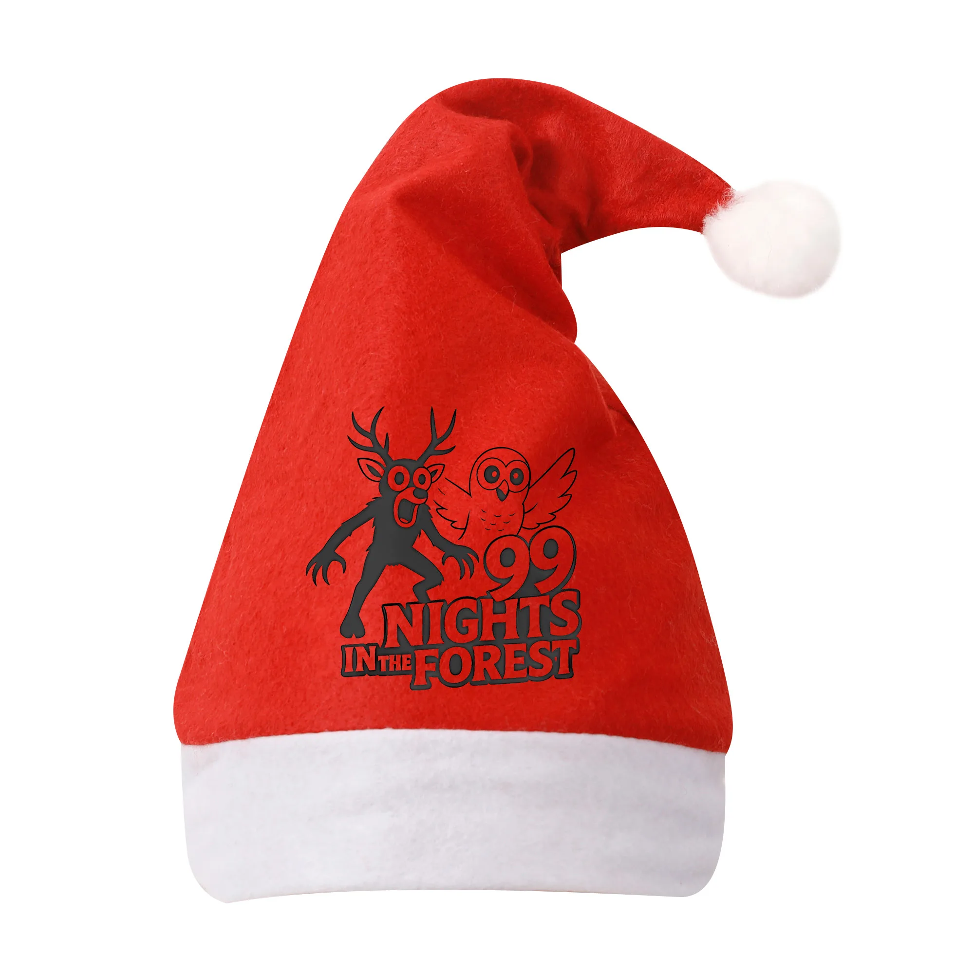 หมวกคริสต์มาส 99 คืนในป่า ของตกแต่งงานปาร์ตี้คริสต์มาส หมวกคริสต์มาสผ้ากำมะหยี่สีแดงหนา สำหรับผู้ใหญ่และเด็ก ของขวัญสำหรับเด็ก