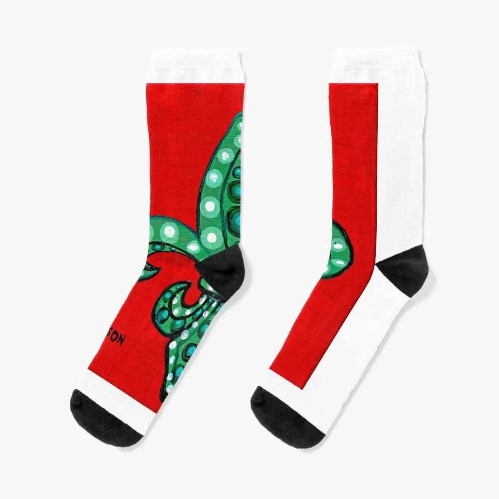 

Jeweled Green Fleur De Lis Socks hockey kawaii Ladies Socks Men's