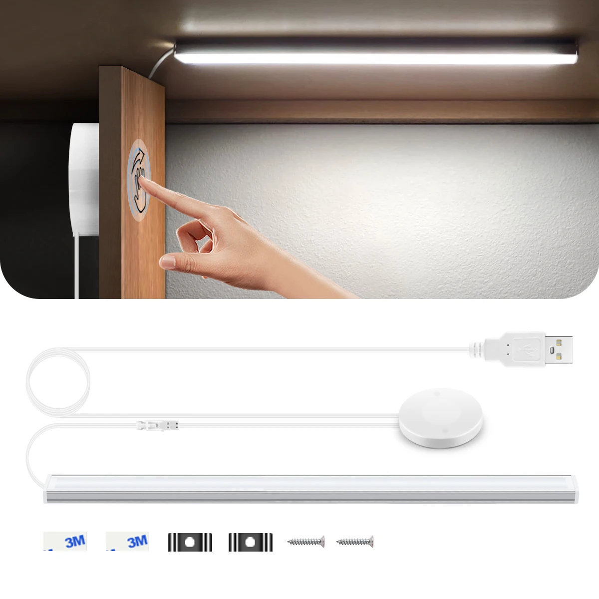 

30/40/50CM LED Cabinet Light USB 5V PIR Motion Hand Sweep Sensor Night Lights Penetration Wooden Touch Switch Dimmable Lamp Tube