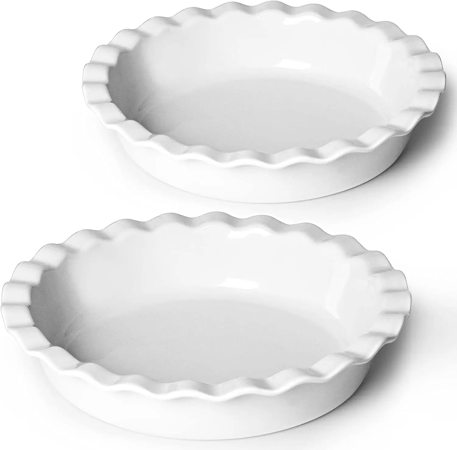 

10.5-Inch Deep Pie Pans 50oz, Ceramic Large Round Pie Tins for Baking, (White 2 Pieces)