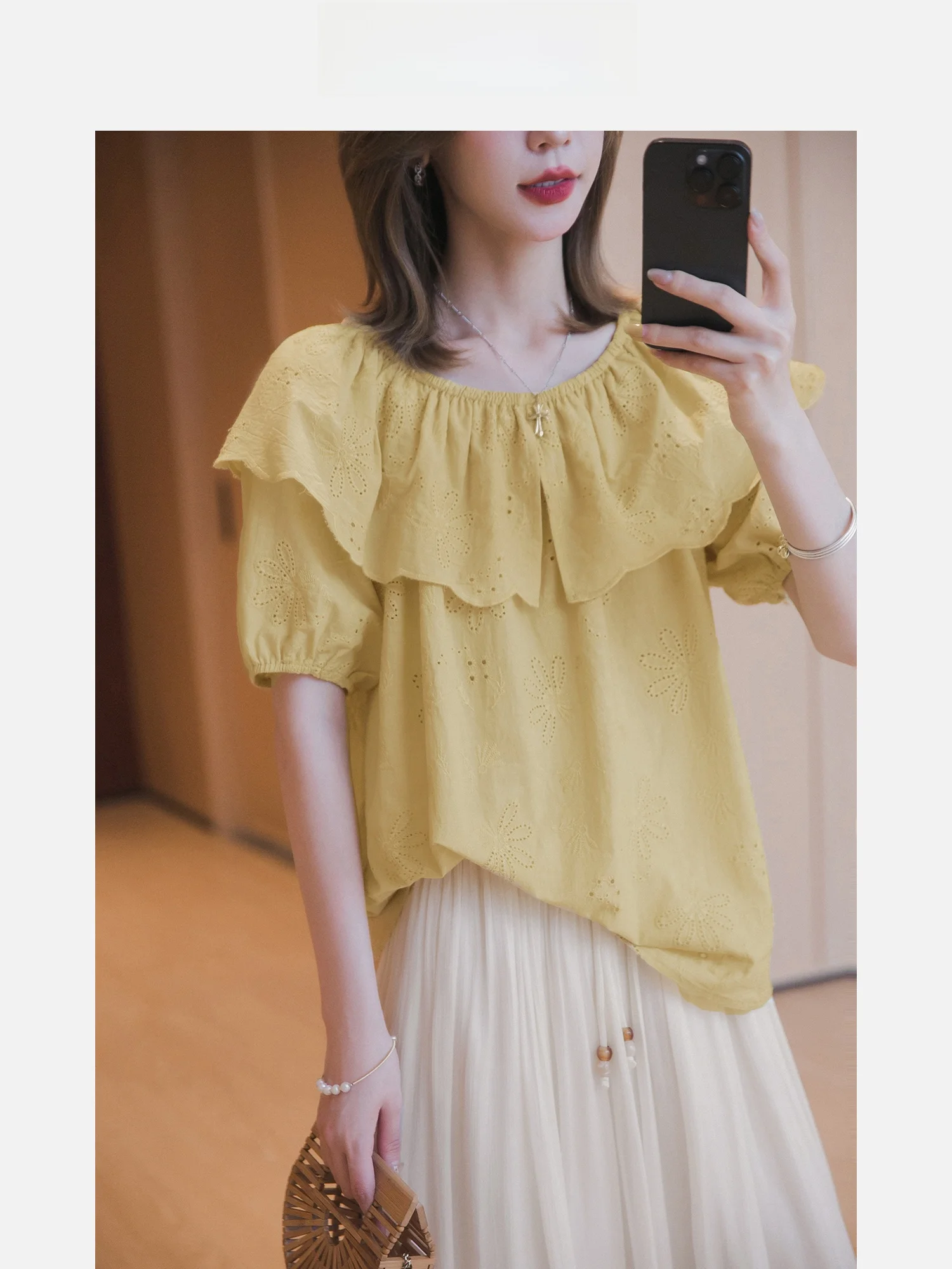 

Новинка лета: Женский тонкий кружевной топ на одно плечо с коротким рукавом, из хлопка, универсальный, для повседневной носки