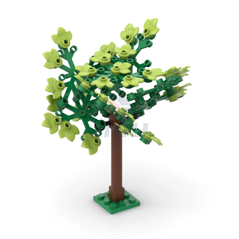 52 pçs modelo de árvore de beco com placa conjunto blocos de construção moc cidade jardim cena plantas decoração acessórios tijolos miúdo brinquedo presentes