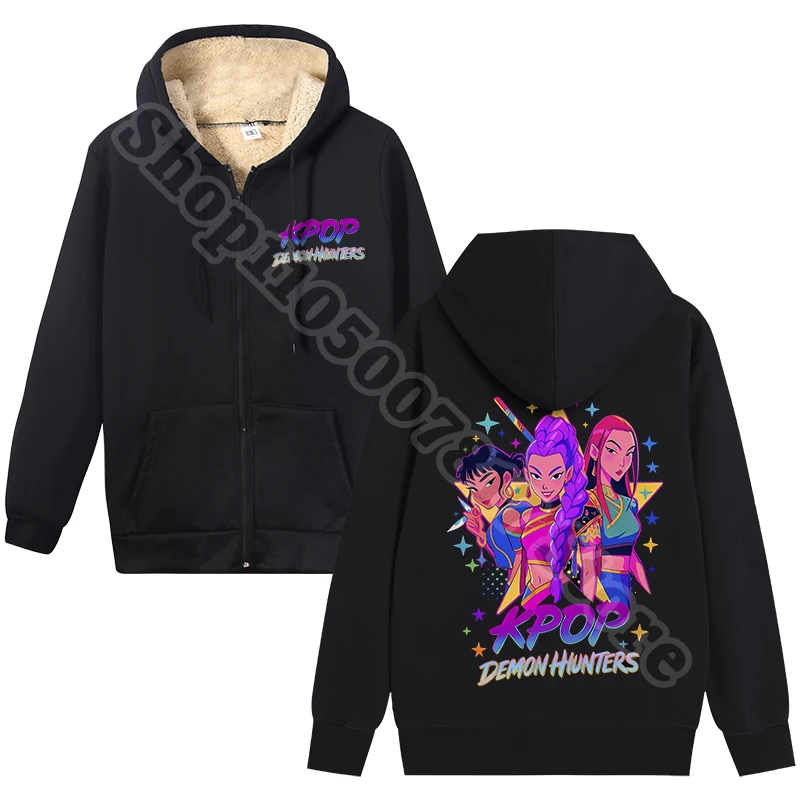 KPop شيطان الصيادين الكبار الصوف مقنعين سترة المرأة انغلق هوديس شتاء دافئ سترة أنيمي ملابس كاجوال معطف هدايا 2025 #4