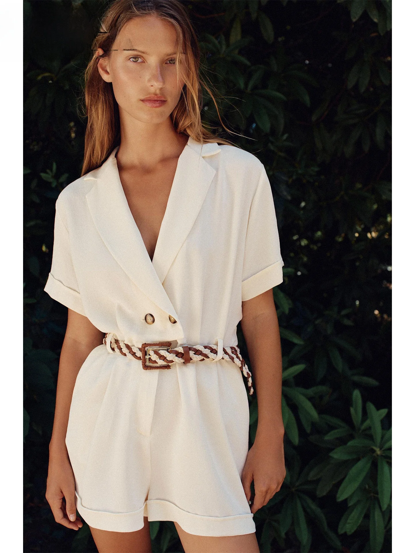 

ZAPRHA 2025 Summer New Woven Waist Belt Slimming Wide Leg ort Pants Jumpsuit High Waist Commute Sle 50298