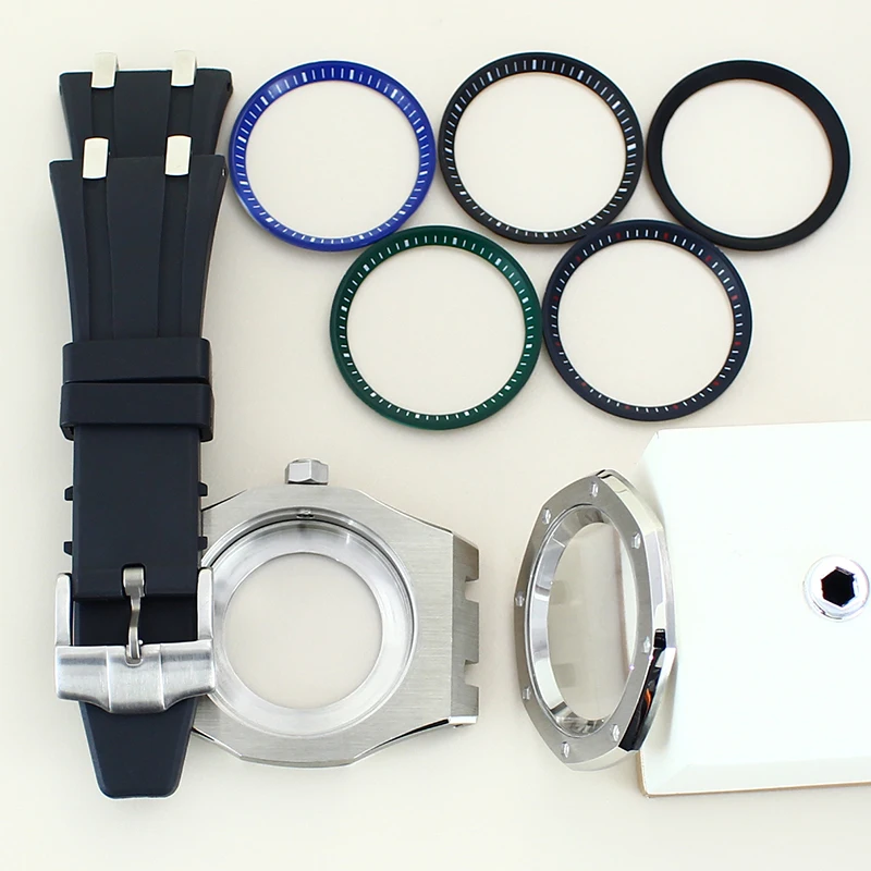 ساعة 41 ملم معدلة لطراز البلوط 316 حافظة من الفولاذ المقاوم للصدأ حزام مطاطي لحركة NH35/36 #1