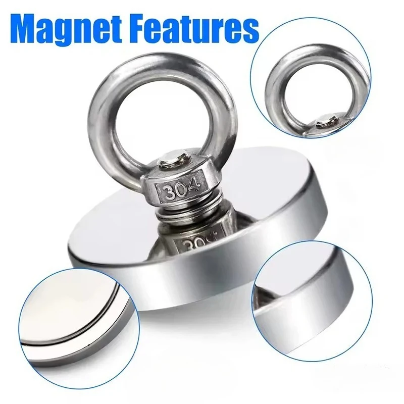 J20-J120 Hochleistungs-Magnetfischmagnet für Unterwasser-Bergungsmagnetfischen mit Edelstahl-Hakenring-Ösenschraubenmagnet – Detail 6