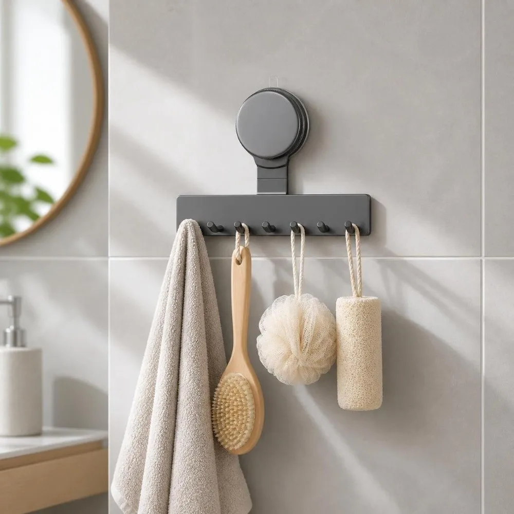 Overdoor Strong Load Bearing Suction Cup Hook Punch-Free No-Drill Wall Hook Multifunctional portable Storage Rack Wardrobe
