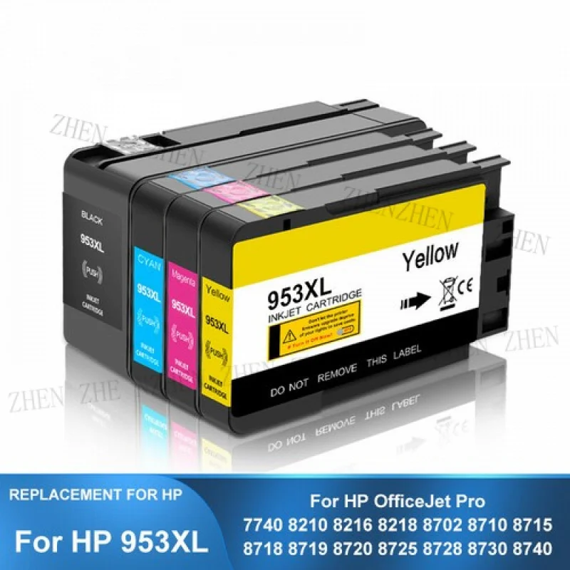 

Y 4 Color 953XL Ink Cartridge For HP Pro 7740 8210 8702 8710 8720 8725 8730