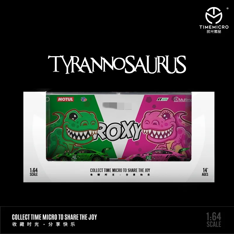 STAR RACE 1:64  911 GT3 Tyrannosaurus Pink/Green Alloy model - In stock, fast delivery