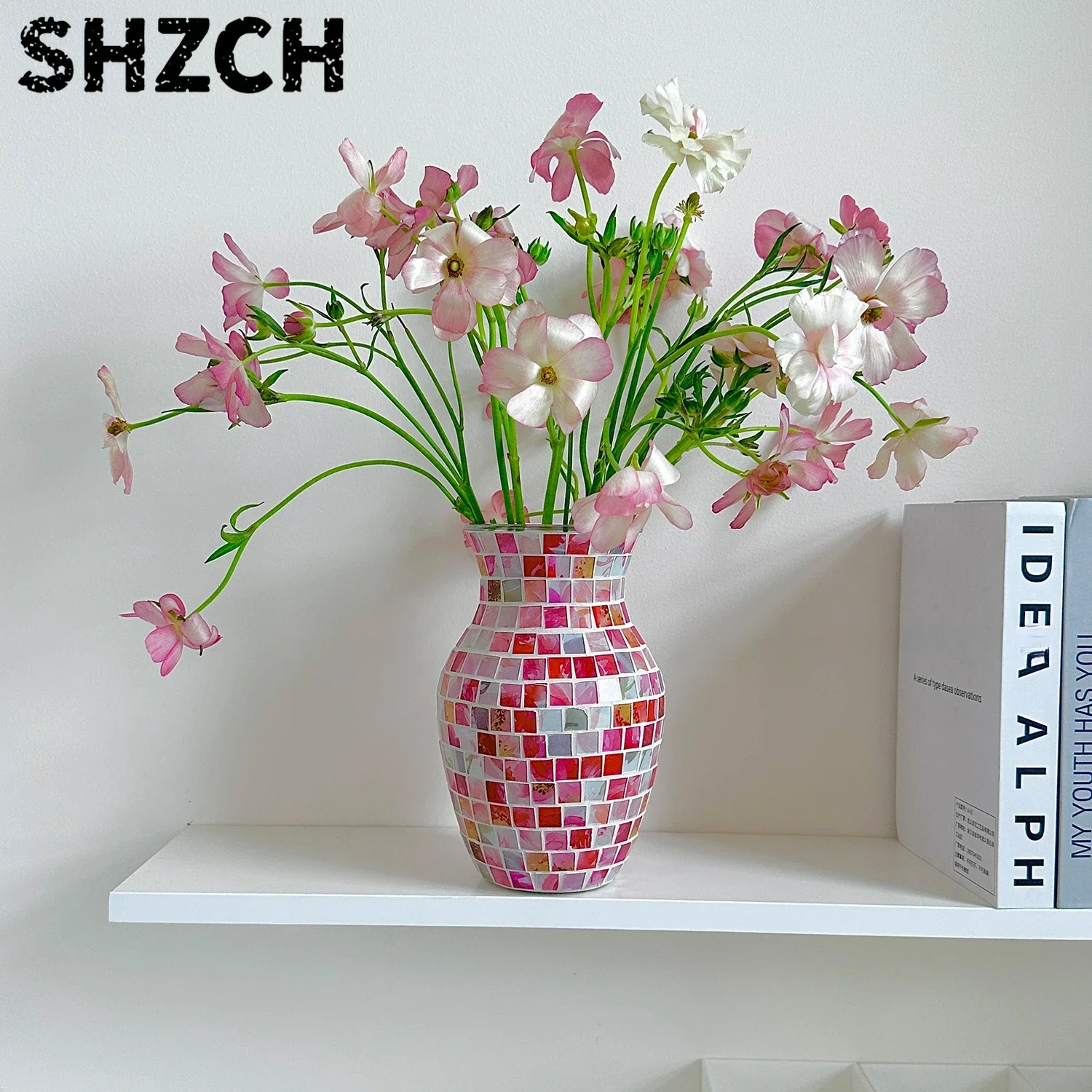 Nordic Handmade Mosaic Vase Colorful Home Decoration Ornaments Hydroponic Flower Flower Arranger Glass Powder Vase