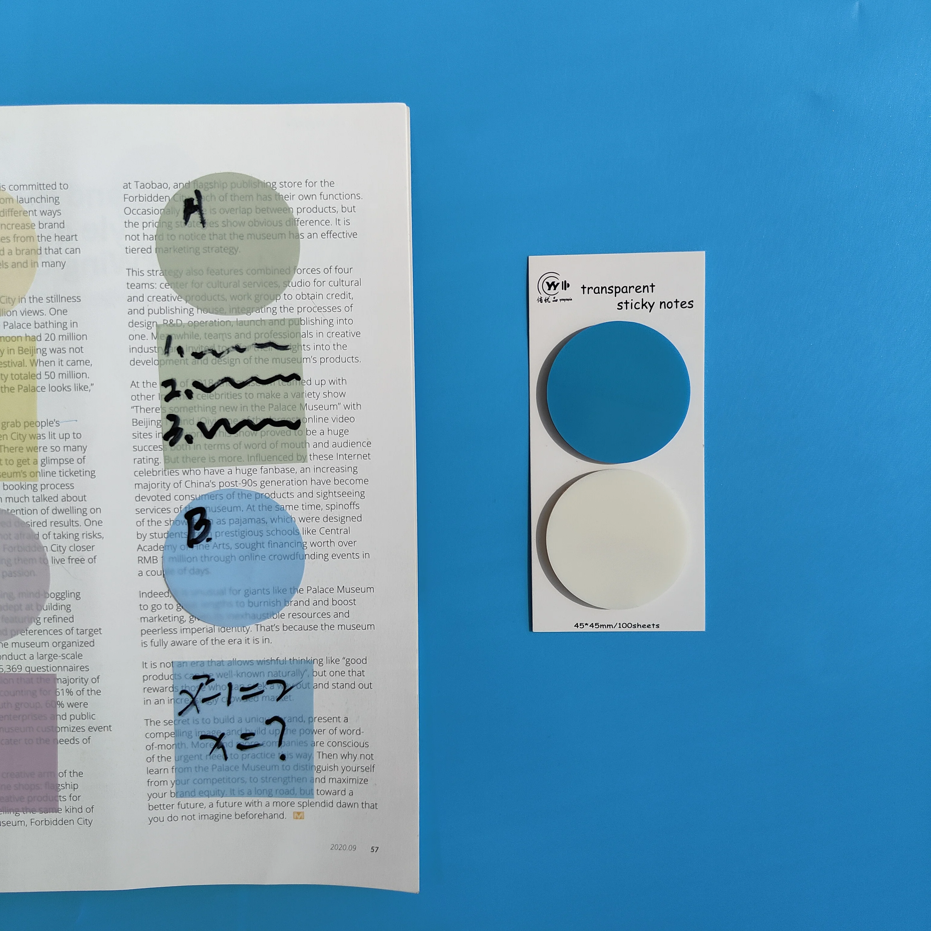 100 Sheets Transparent Sticky Notes Self-Adhesive Annotation Books Notepad Bookmarks Memo Pad Index Tabs Stationery