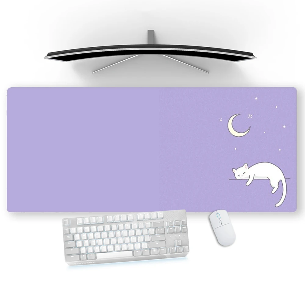 

Kawaii Mouse Pad Purple Cat Pc Gamer Accessories Support Laptop Custom Mousepad Aesthetic Desk Mat Large Desktop Carpet Memo Pad